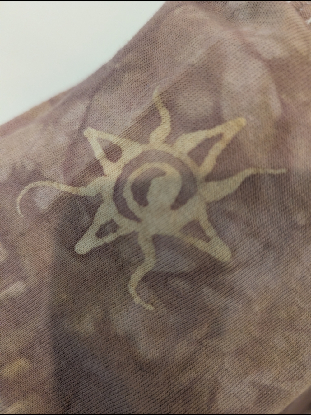 Brown Tie-Dye Grateful Dead Hand Painted Batik V Neck Top - Brown & Cream Small - Picture 5 of 11